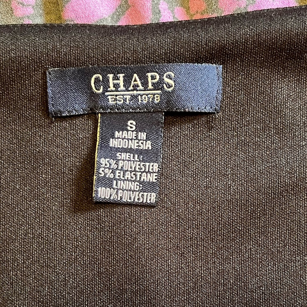 Chaps black and purple sleeveless comfortable crossover midi dress ruched waist - Picture 4 of 9